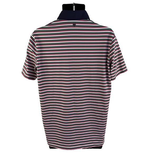 Mens Greyson Short Sleeve Golf Polo Shirt Size Medium Green Pink Striped - Picture 6 of 7